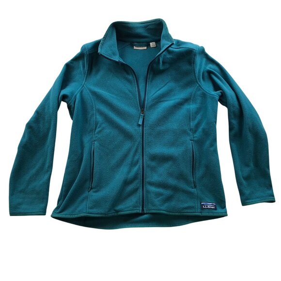 L.L.Bean Womens Fleece Jacket MP Full Zip Stand Collar Outdoors Cozy Teal Green - Picture 1 of 13